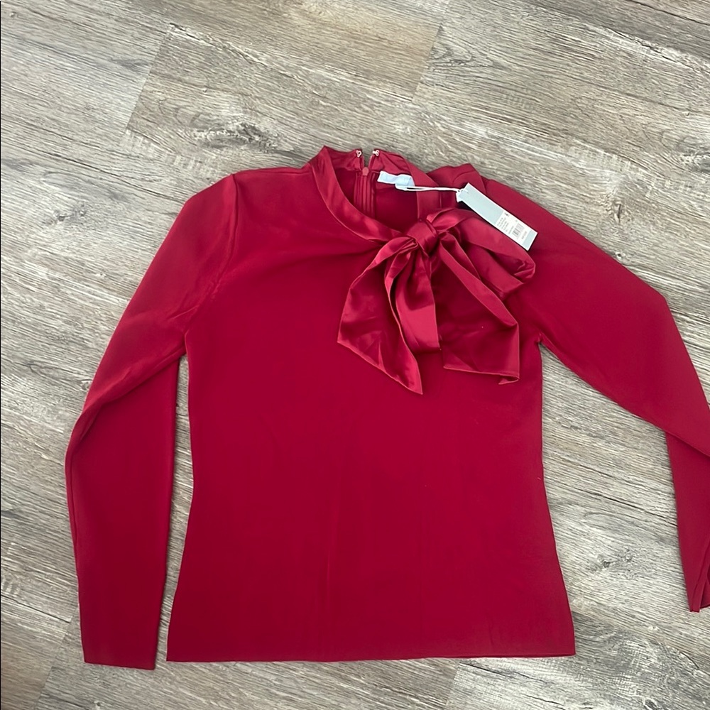 ANTONIO MELANI Red Long Sleeve Tie Front Blouse